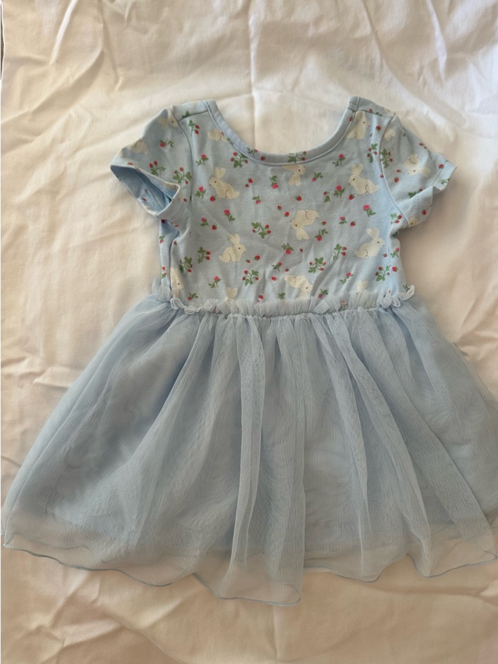 Cat & Jack Light Blue Bunny Floral Tulle Dress